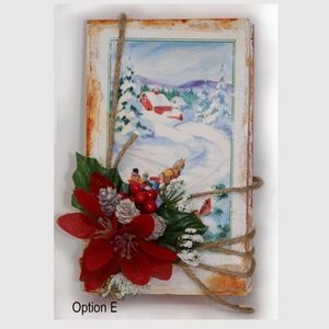 Rustic Christmas Holiday Floral Arrangement Centerpiece, Upcycled, Books, Shabby